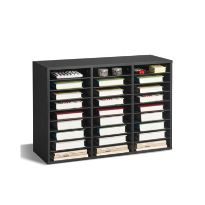 Literature Organizer, 27 Compartments Office Mailbox with Removable Shelves, Wood Mailbox Sorter Particle Board Office Home Classroom Storage, File So
