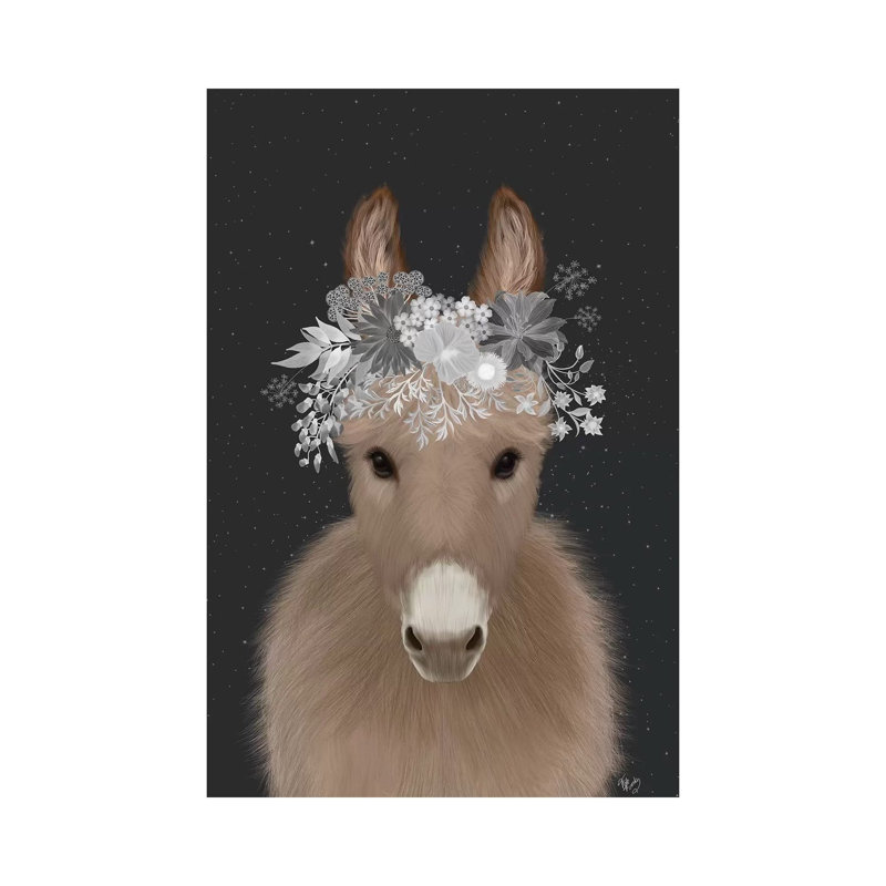 Donkey White Flowers by Fab Funky - Wrapped Canvas Print, 101.6 cm H x 66.04 cm W x 1.91 cm D