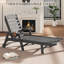 Chaise longue d'extérieur surdimensionnée - Chaise longue en PEHD toutes saisons avec 6 positions, capacité de 500 lb, roues et porte-gobelet pour terrasse, bord de piscine ou arrière-cour - gris-541398343