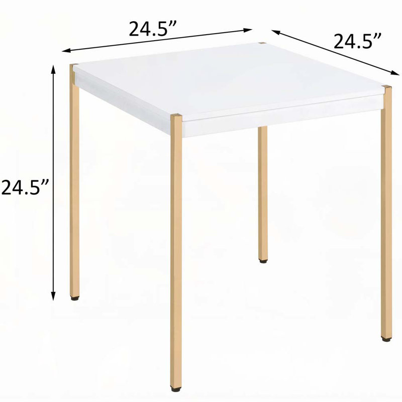 White and Gold Square End Table