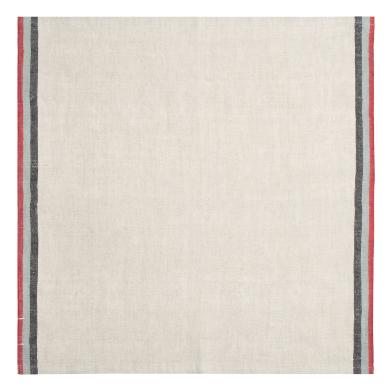 Normandy Square Napkins, Natural/Red/Gray/Black