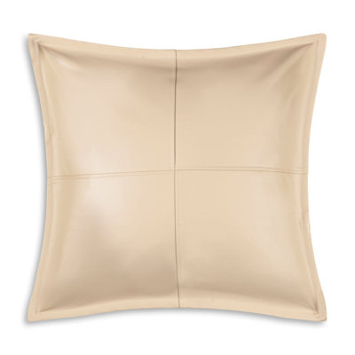Cloud9 Design Beige Faux Leather Decorative Pillow Modern Luxe Accent Cushion