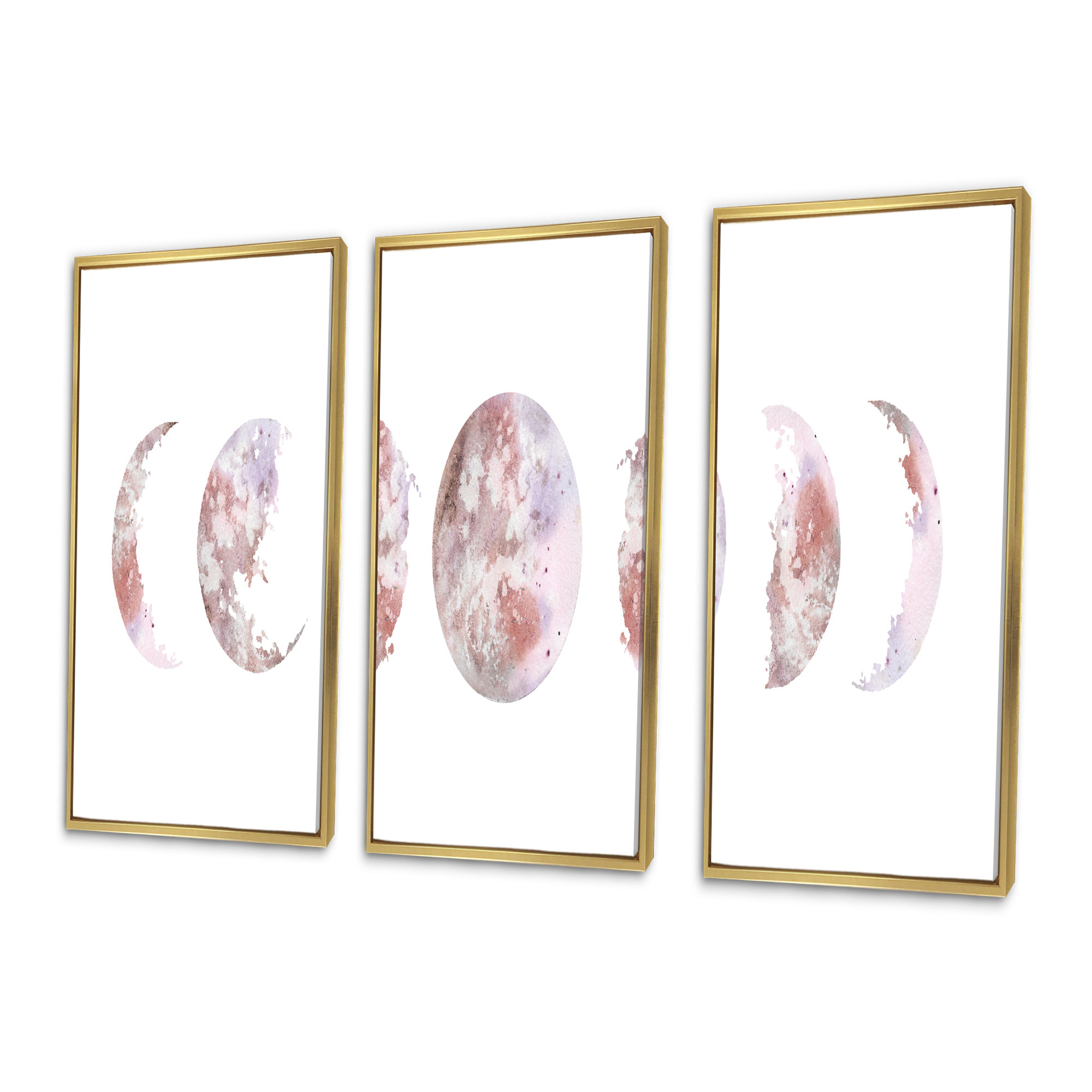 Design Art Moon Phases - Modern Framed Canvas Wall Art Set Of 3 | Wayfair