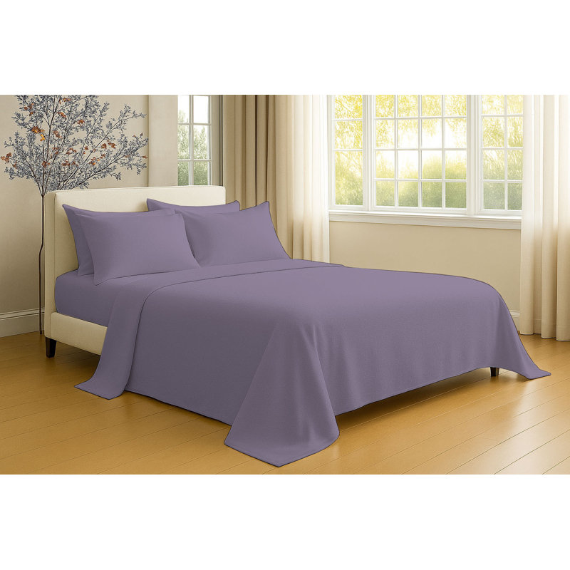 Ensemble de draps en microfibre 6 pièces, Ensemble de draps pour lit simple avec deux taies , Lavande