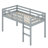 Wooden Loft Bed With Ladder-2106610048
