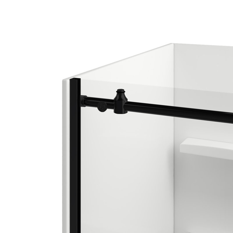 Carlyn 76" L X 60" W X 32" H Rectangle Shower Kit With Integrated Seat And Shelves, Right, Black