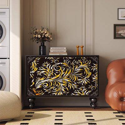 Armoire de rangement décorative en noyer à deux portes