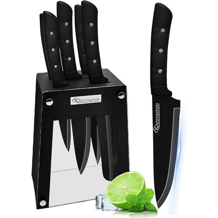 Cheer Collection Stainless Steel Chef Knife Set with Acrylic Stand