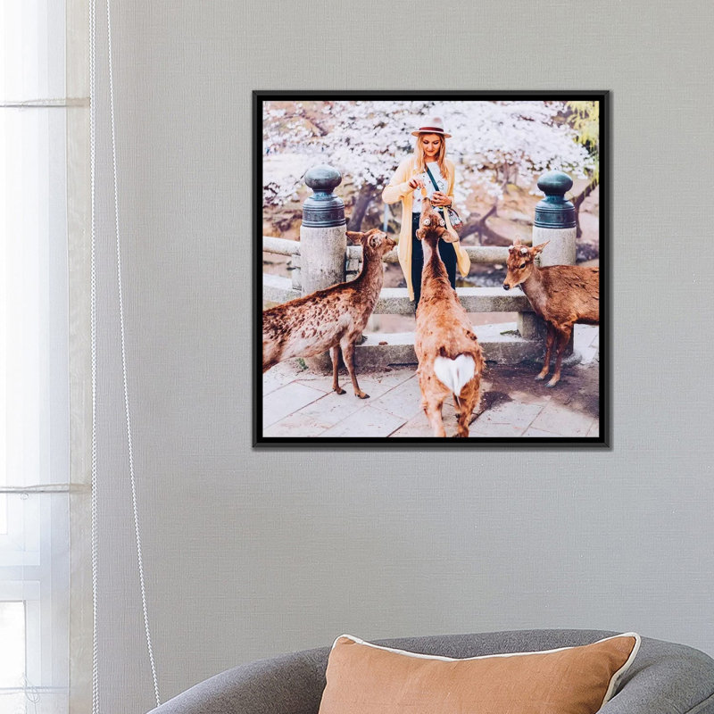 «Hearts in Nara» par Hobopeeba - reproduction de photo, Pas de tapis, H 26 po x l 26 po x P 1,5 po, Toile avec cadre noir
