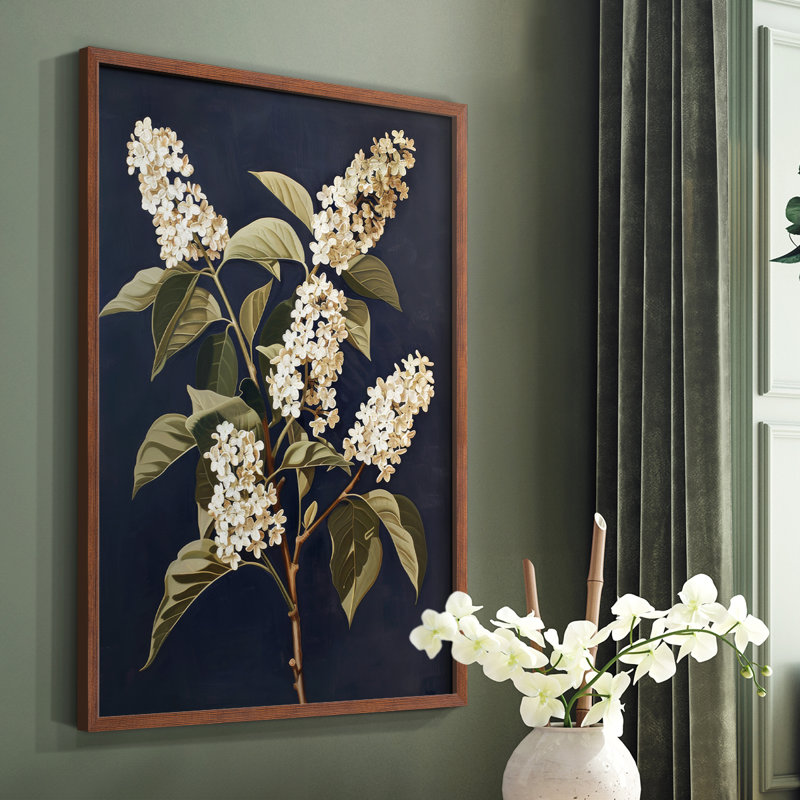 Série FLORAL CLIV - reproduction encadrée de qualité supérieure - prête à être accrochée - aucun clou requis, Noyer