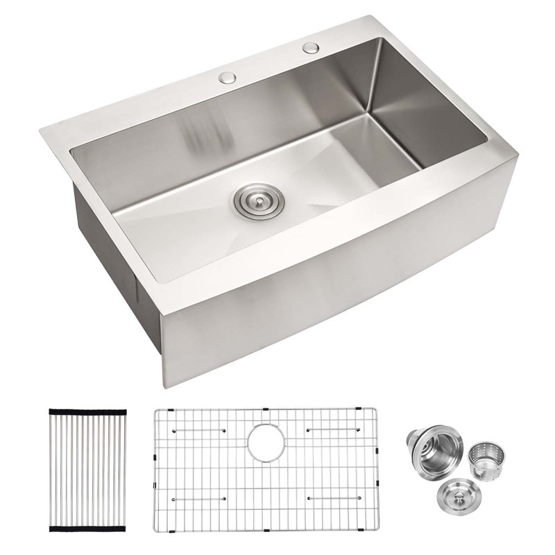 Évier de cuisine encastré 33 po 33 po - évier de cuisine 33 * 22 * 10 pouces à tablier frontal en acier inoxydable de calibre 16