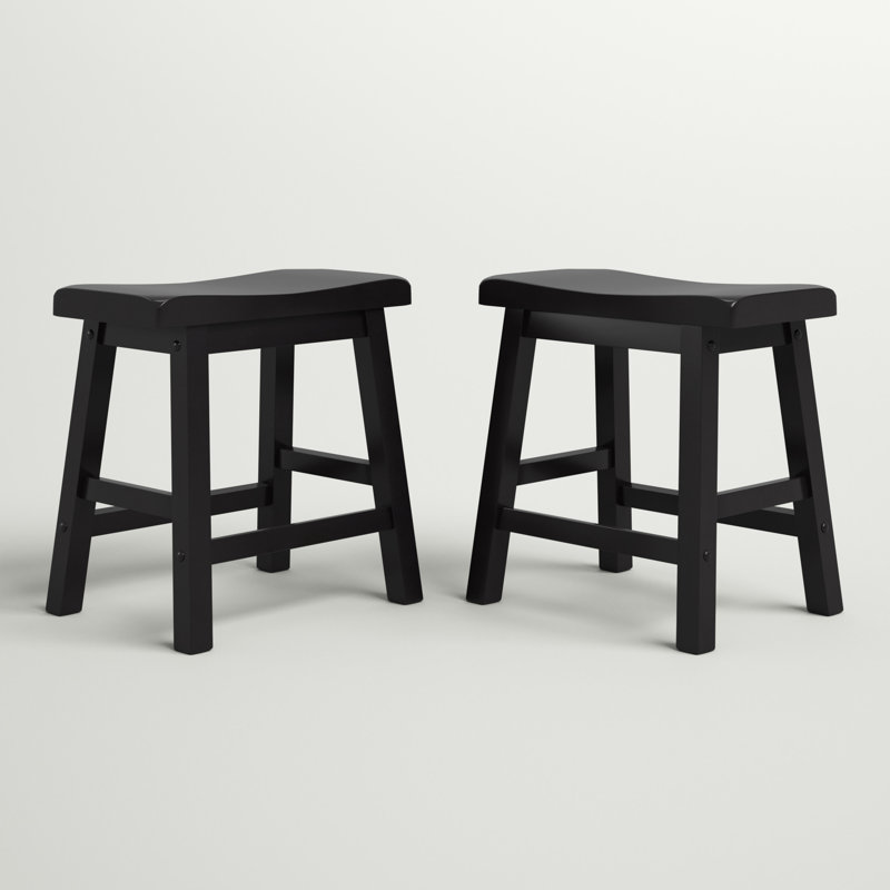 Danara Solid Wood Accent Stool, Black Sand-Through