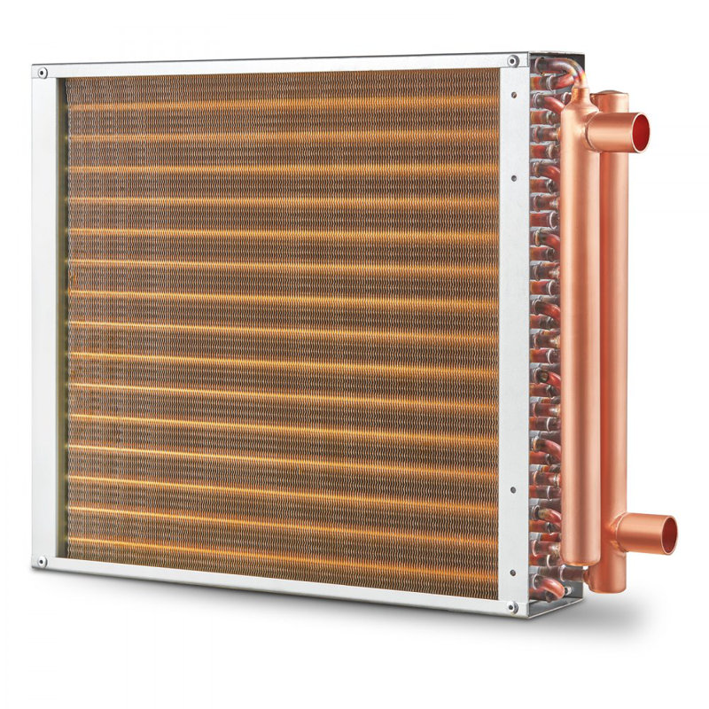 Heat Exchanger Water to Air, 16"x 16" with 3-Row 3/8" Copper Ports, 193 Aluminum Fins Heat Exchanger for Outdoor Wood Furnaces, Residential Heating and Cooling, and Forced Air Heating