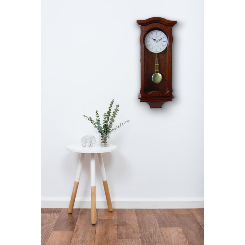 Classic Dark Brown Wooden Pendulum Wall Clock
