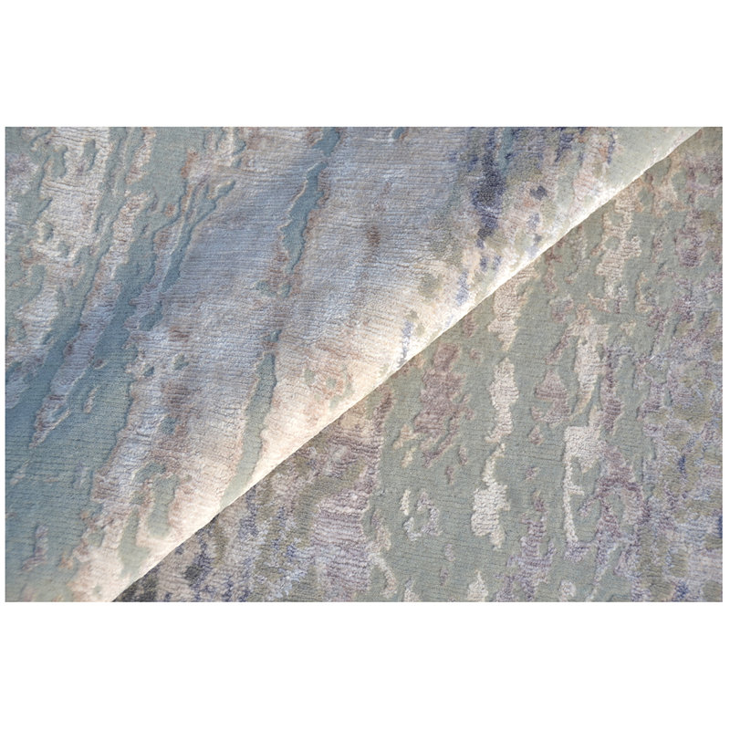 Handmade Silk and Wool Abstract Area Rug, Rectangle 8' x 10'