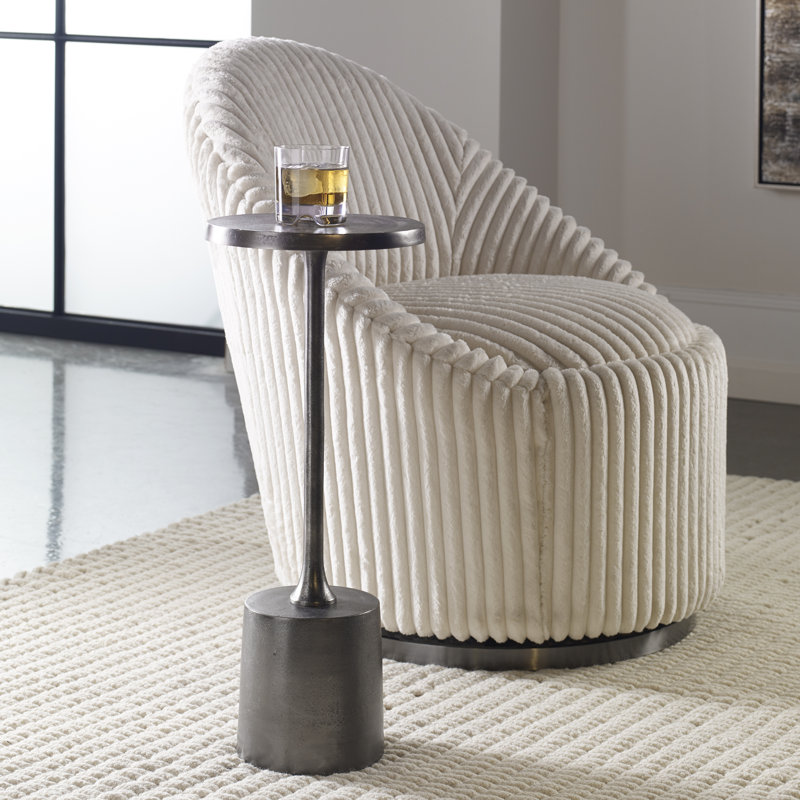 Element Aluminum Pedestal End Table, Nickel Silver