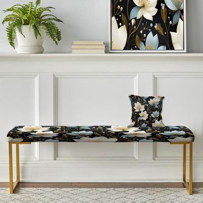 Ivoire élégant motif floral - banc rembourré floral doré