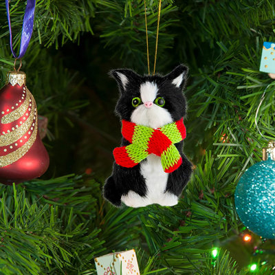 Figurine décorative de Noël chat suspendu