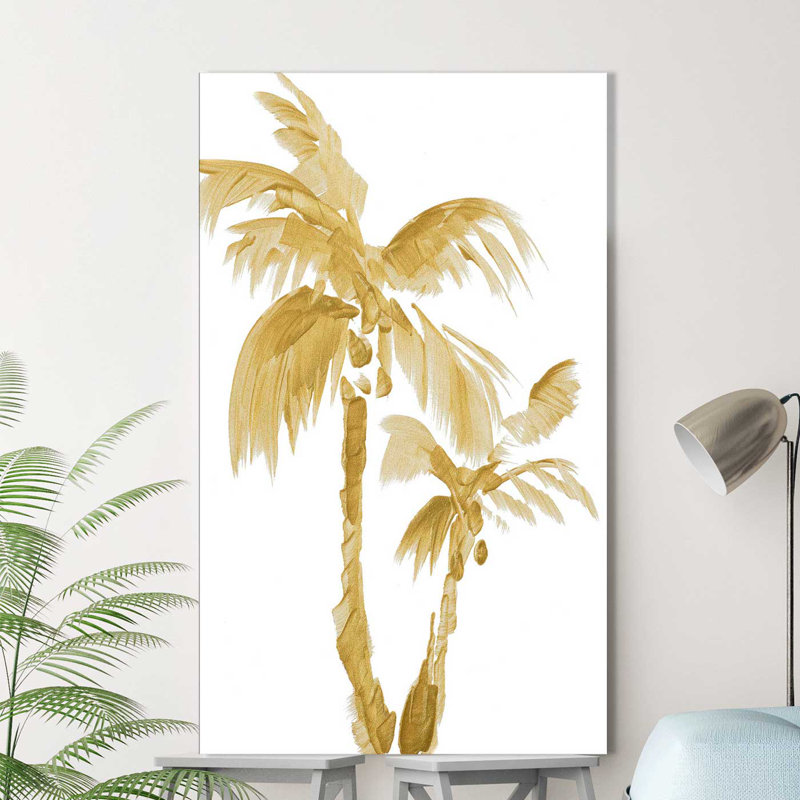 Gold Palms IV by Lanie Loreth - Print on Canvas, 30" H x 18" W x 1" D, Wrapped Canvas