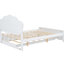 Lit plateforme double en bois blanc pleine grandeur avec tête de lit et lit gigogne pratique - construction solide, installation facile, sans sommier au printemps-797443127