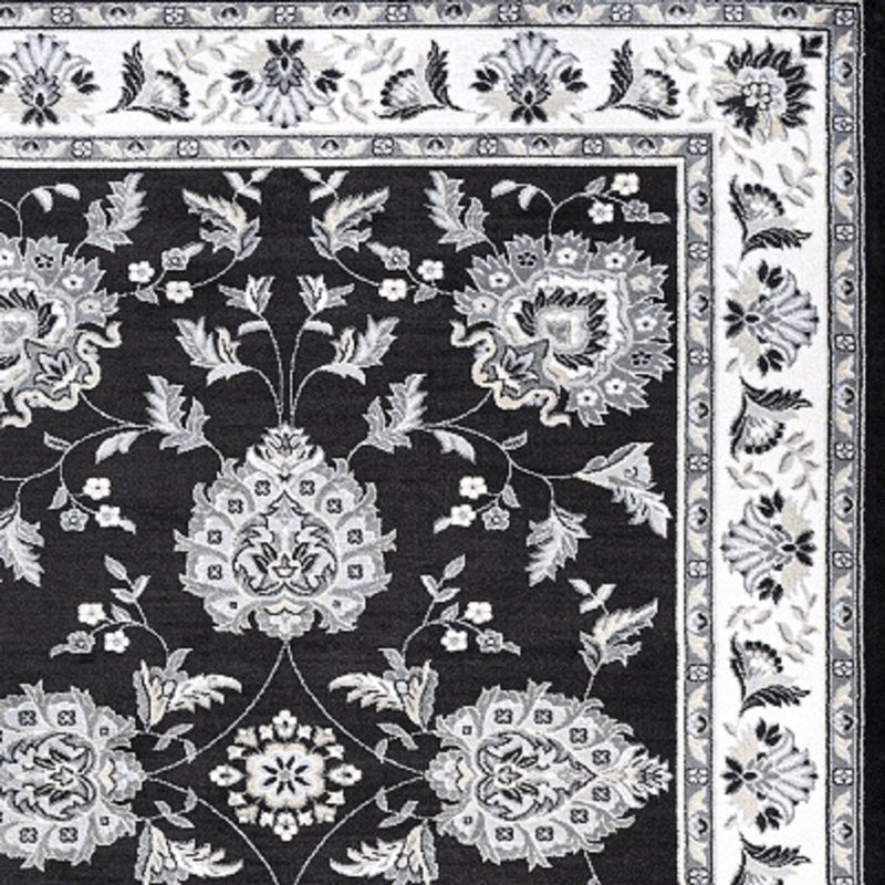 Yeghivart French Cottage Black/Cream Rug, Rectangle 7'8" x 10'