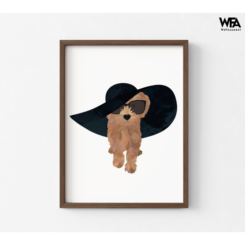 Reproduction d'illustration de chapeau de mode Sassy, H 56 po x l 42 po, Brun, Reproduction encadrée sans passe-partout