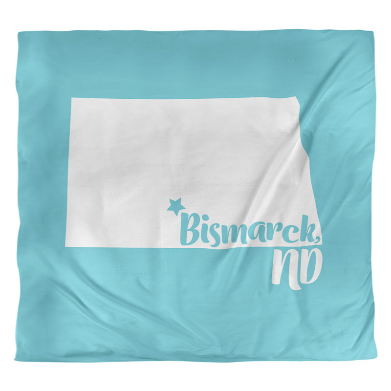 Housse de couette bismarck north dakota, Housse de couette pour très grand lit, Bleu sarcelle, Microfibre