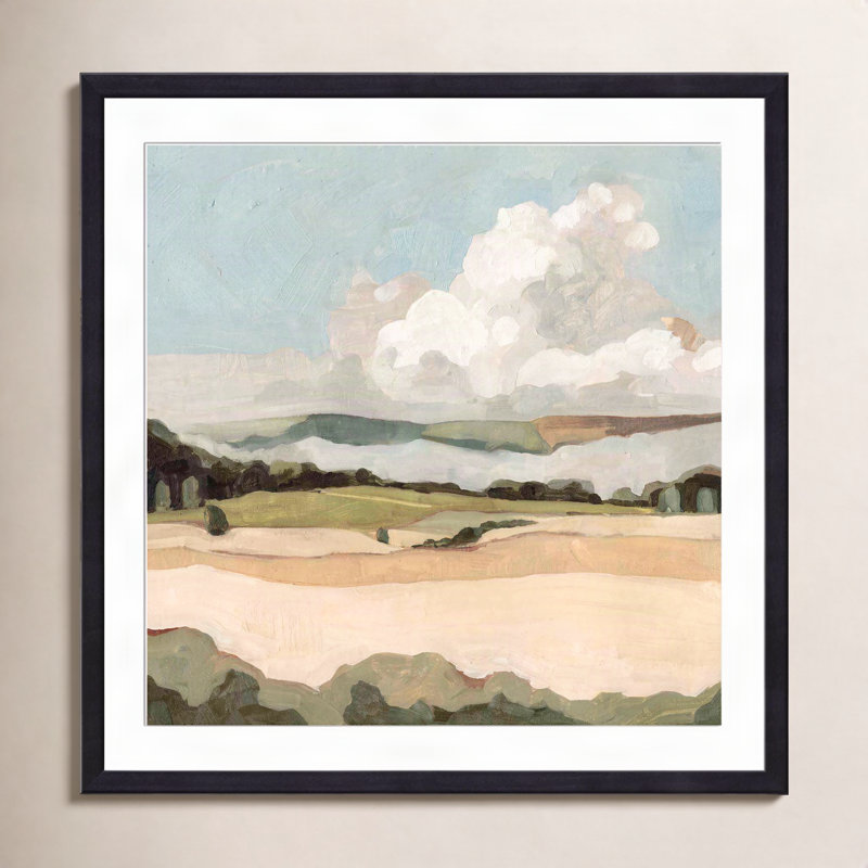 «Cumulus Landscape II» par Emma Scarvey - peinture encadrée, H 32 po x l 48 po, Naturel