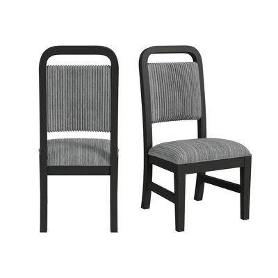 Mashad Dining Side Chair with Grey Fabric in Black with Grain (2 Per Carton)
