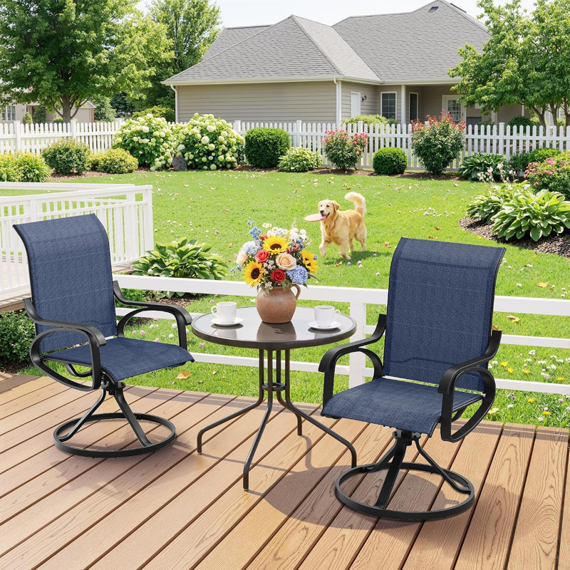 Ensemble de 2 chaises d'extérieur pivotantes à bascule pour patio - bleu, Bleu
