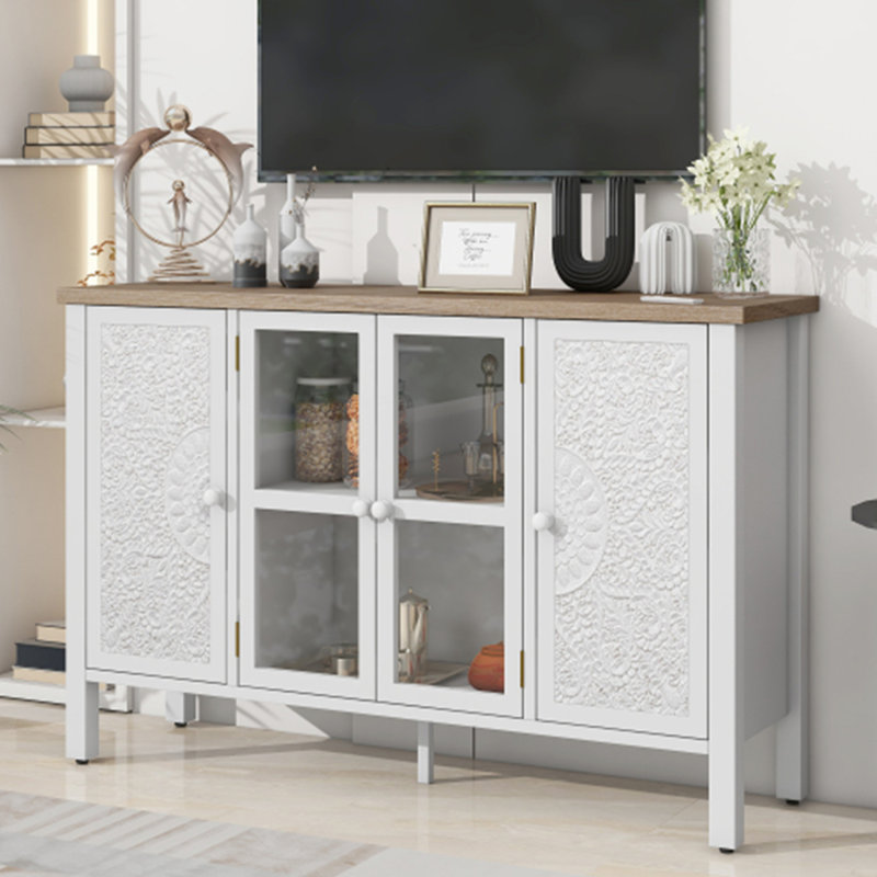  Buffet décoratif en bois manufacturé, Blanc