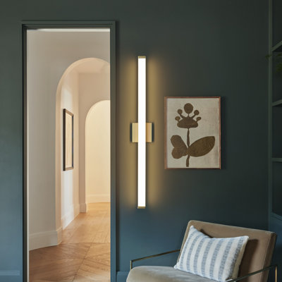 36” Brushed Gold Led Vanity Bar Light Indoor Wall Sconce With Acrylic Shade