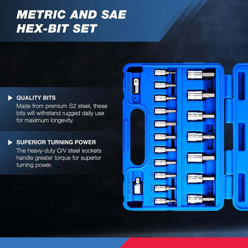 20 Pieces Hex Bit Socket Set