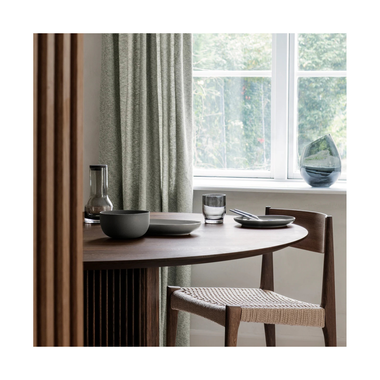 DROP Glass Table Vase, 6.57" H x 4.92" W x 4.92" D, Smoke