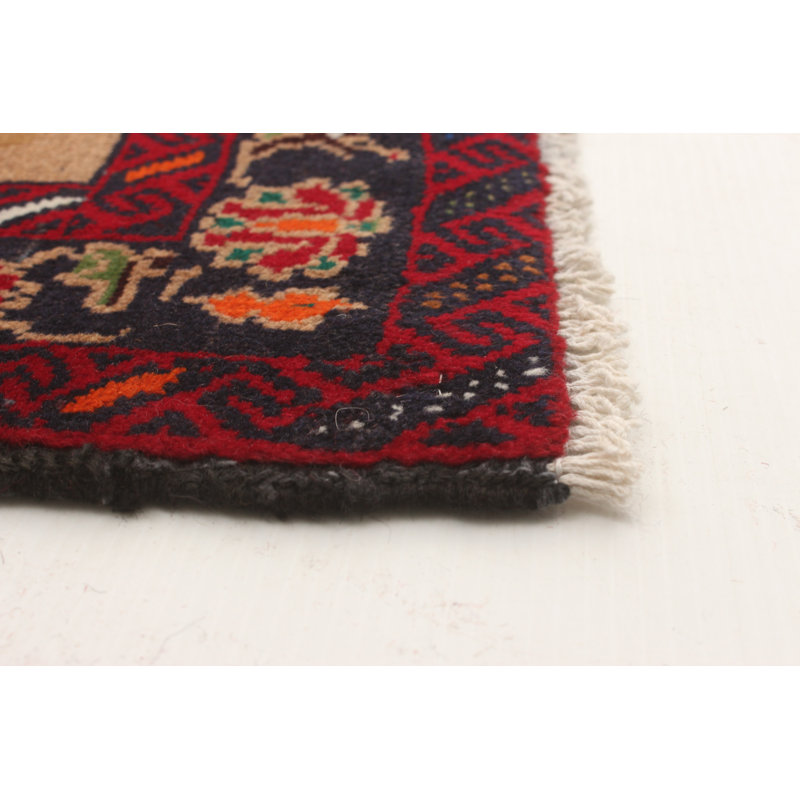 One-of-a-Kind 3'2" X 6'1" 1980s Wool Area Rug in Red