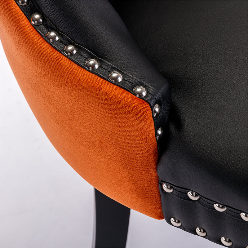 Chaises capitonnées Allena , Noir, Polyuréthane noir / orange, 2