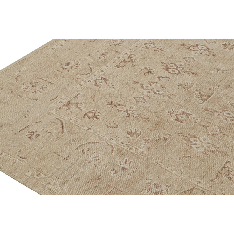 Oushak Hand Knotted Silk Floral Area Rug, Rectangle 8' x 10'