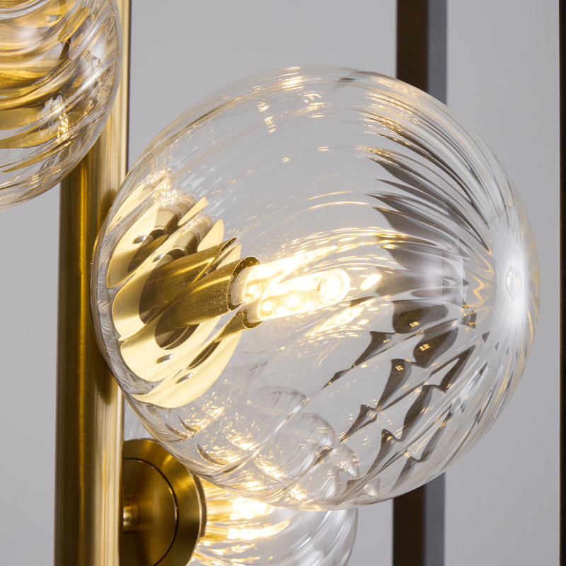 Lustre en forme de globe 9 lumières Modern - noir et or avec verre transparent