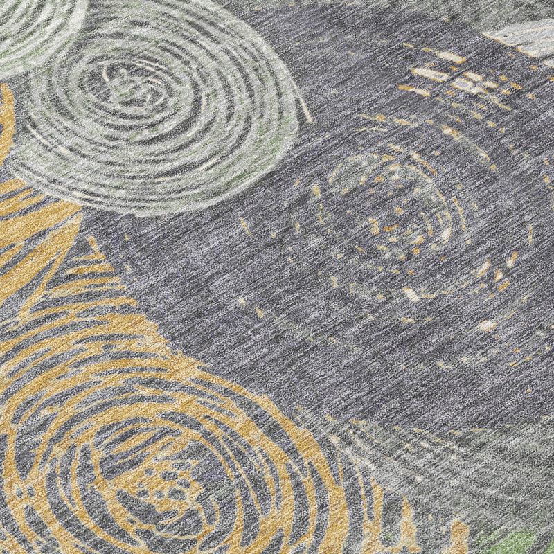 Machine Washable Indoor/Outdoor Hovey ACN2267 Geometric Rug, Round 8'