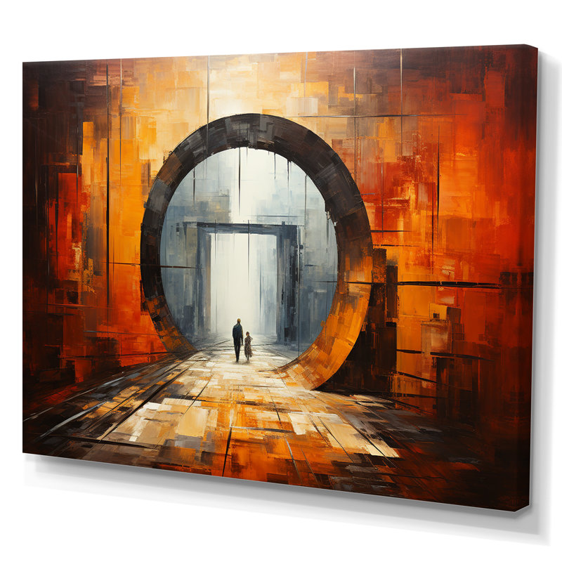 Orange Tunnel entrelacé sur toile, H 12 po x l 20 po x P 1 po, Toile tendue