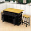 Kitchen Island Set with 2 Bar Stools, Integrated Power Outlets and Expandable Storage-332201031