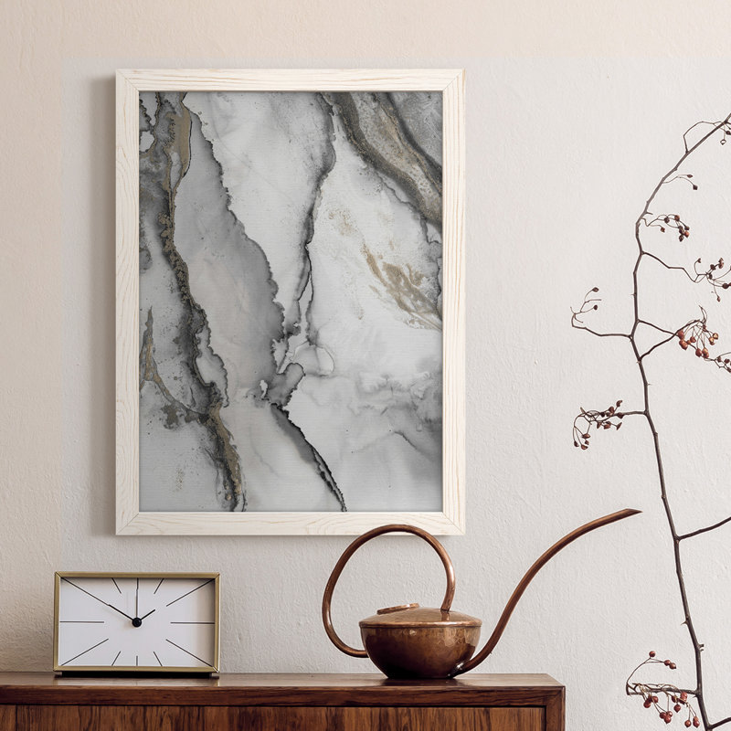 «Abstract Ink Fantasy I» - reproduction de cadre photo, H 37,5 po x l 27,5 po, Toile avec cadre blanc, Pas de tapis