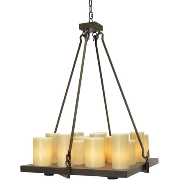 Andorra - lustre classique / traditionnel 21 lumières, Graphite étain, Parchemin céladon vieilli