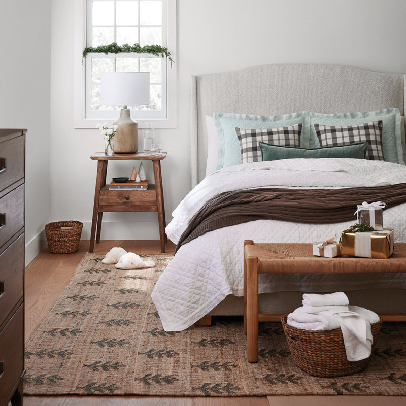Allis Upholstered Wingback Bed, Twin, Classic Snow Boucle