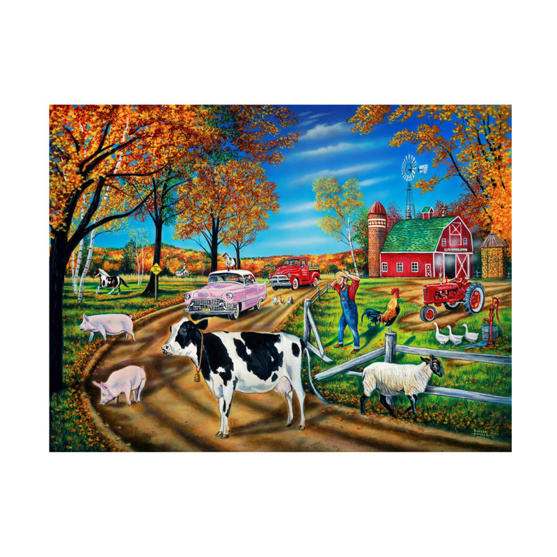 Art sur toile, bolologia Robert Andrea The Great Barnyard Escape, H 14 po x l 19 po