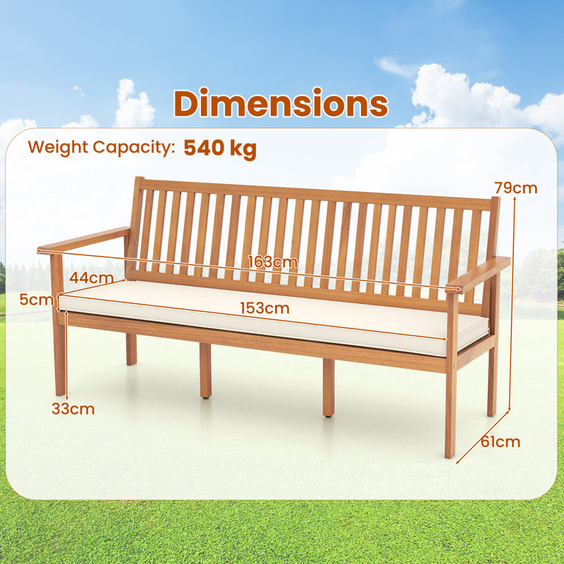 Solid Wood Outdoor Bench