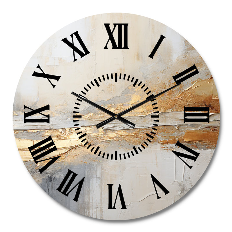 Horloge murale dorée et beige Fusion I - Coastal Beach, Médium
