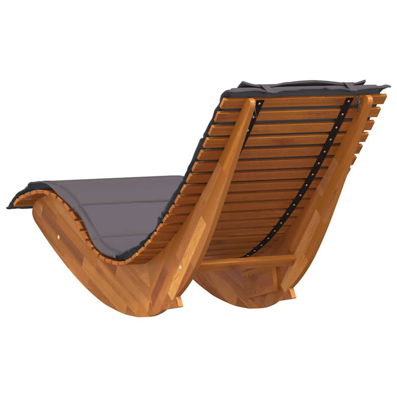  Chaise longue en bois naturel, coussin gris foncé, Gris