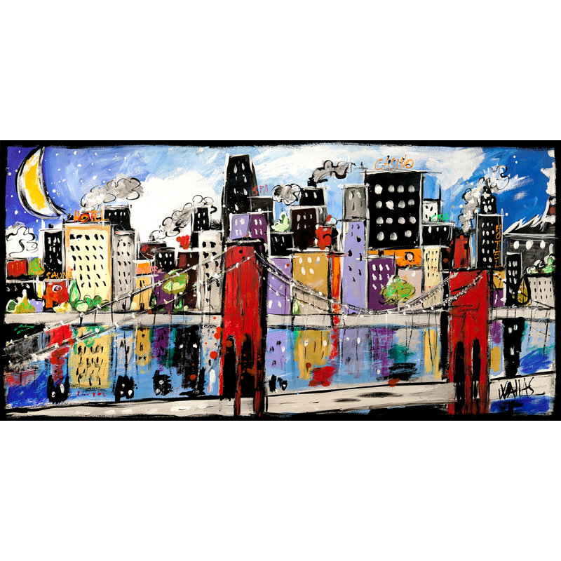 Citycolour by Wallas - Wrapped Canvas Painting, 35cm H x 70cm W x 4cm D