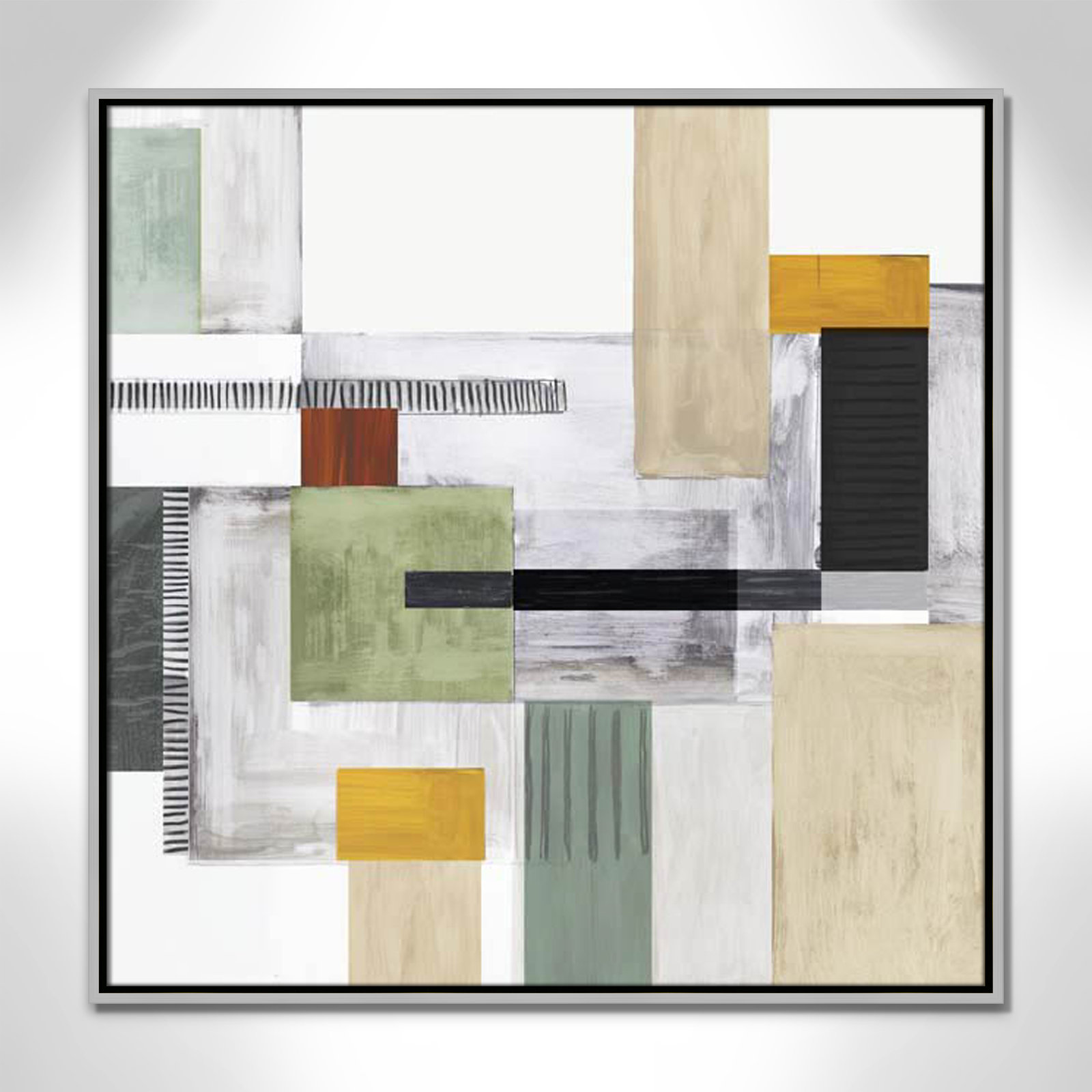 Playful Blocks Print, 31.5" H x 31.5" W x 2" D, Silver Floater Framed
